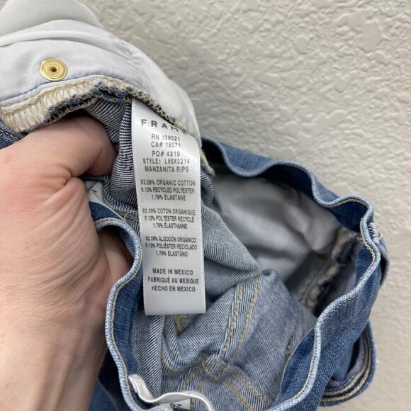 Frame Le High Skinny Crop Organic Stretch Distressed Denim Blue Jeans Womens 26 - Picture 4 of 6